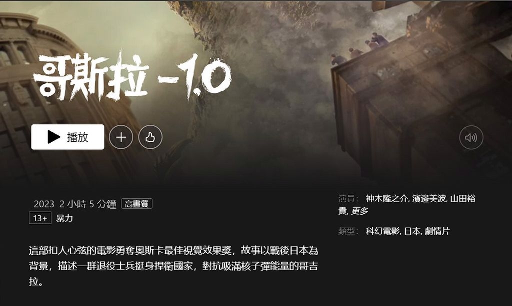 [突發]哥斯拉-1.0 架已上（***香港區Netflix***）